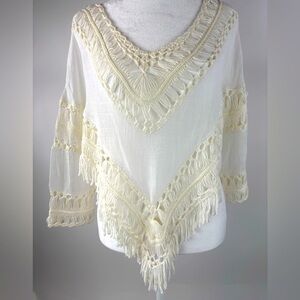 🎉HP💋Boho Crochet Cream Top